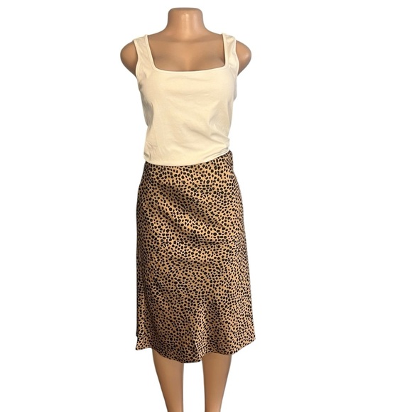 Loft Leopard Print Midi Skirt Satin - Picture 2 of 9